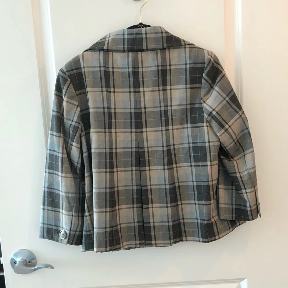 Isaac Mizrahi For Target Plaid Pleated Blazer Jacket